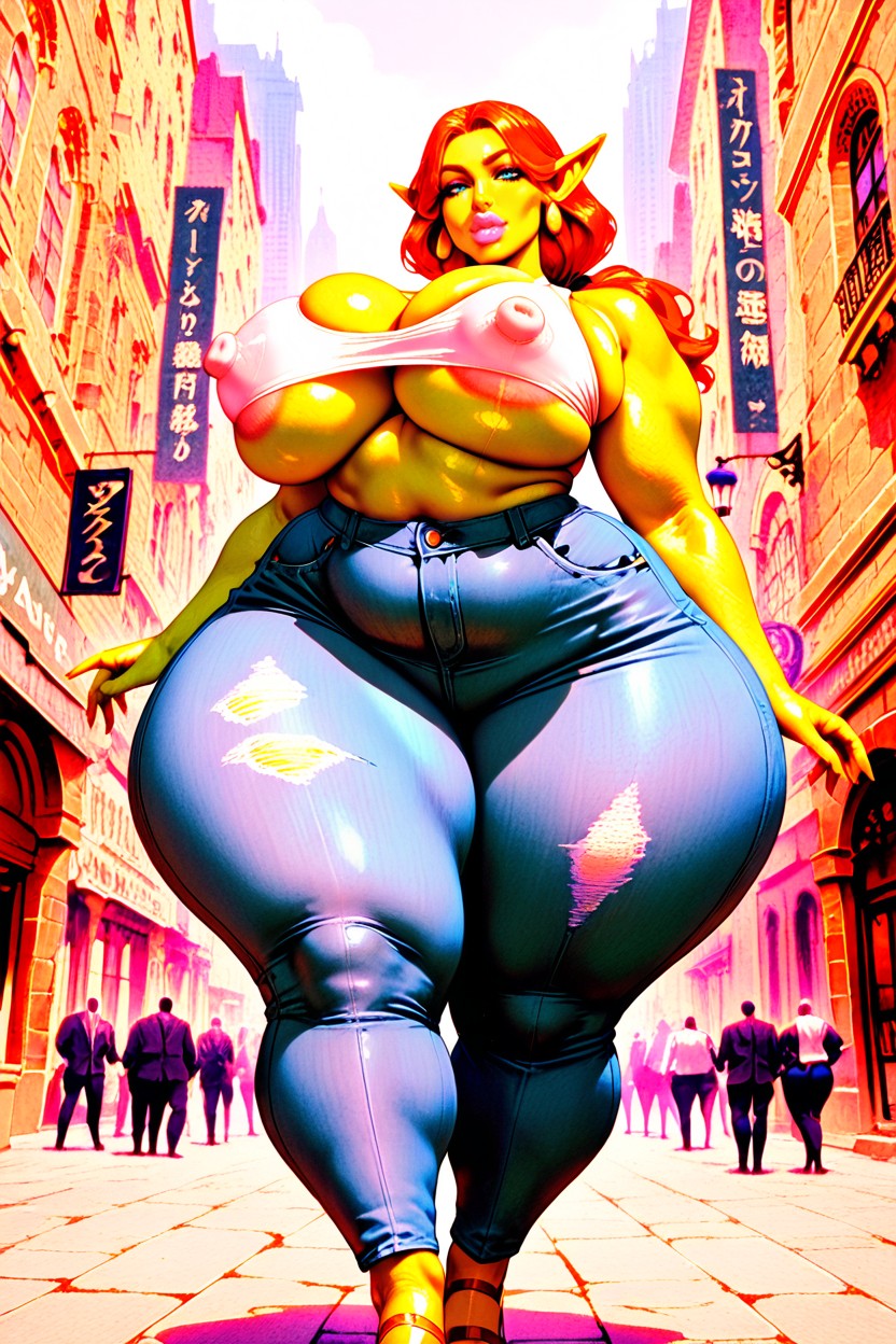 Not Touching Shoulders, Anime Style, Thick Hips AI Porn