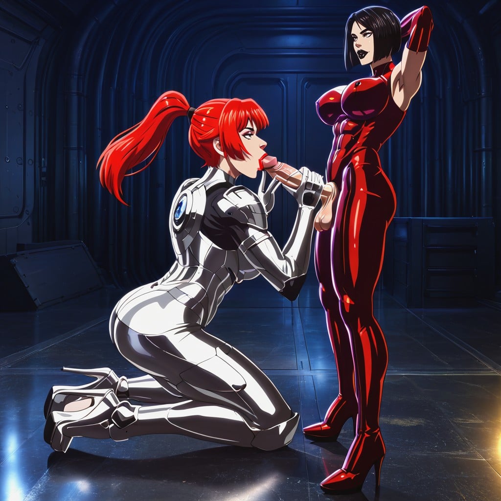 Bimbo, Leggings, White Armored Gloves AI Porn