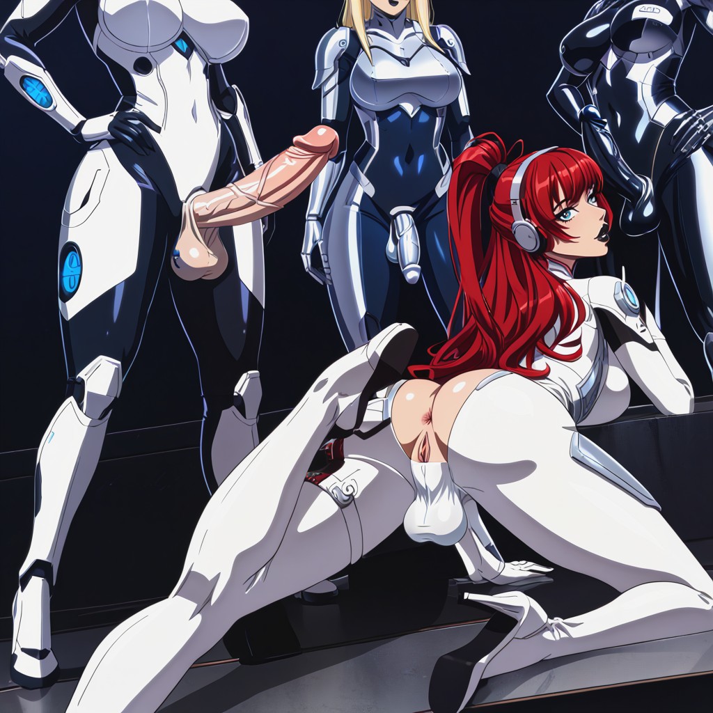 Futanari, Bimbo, White Armored Boots AI Porn