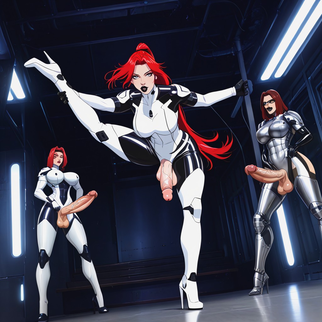 White Armored Gloves, Bimbo, Leggings AI Porn