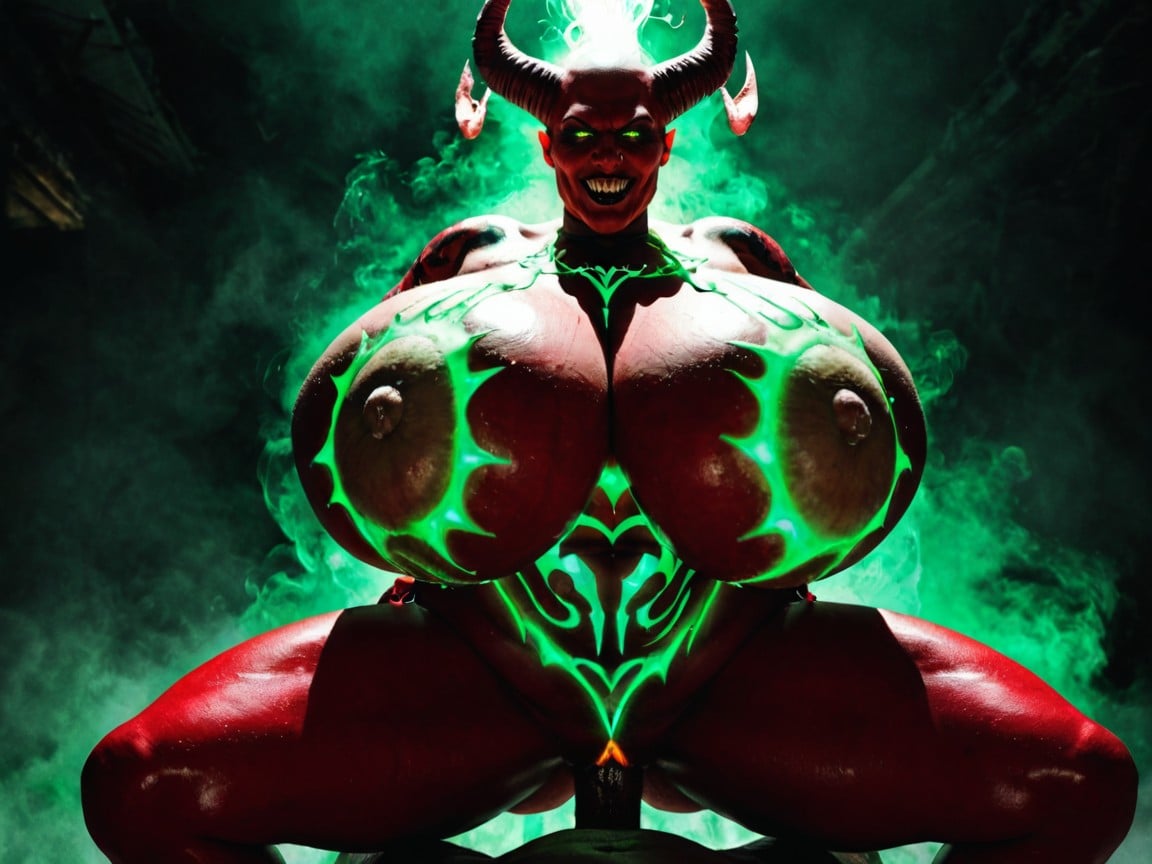 Figura Reloj De Arena, Gigantic Oversized Breasts, Demonic Face Porno IA