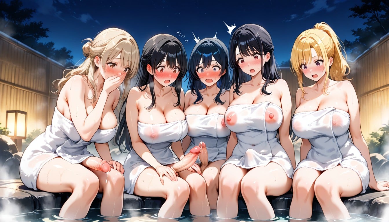 Embarrassed Expression, Futanari On Right, Many Women Hentai IA
