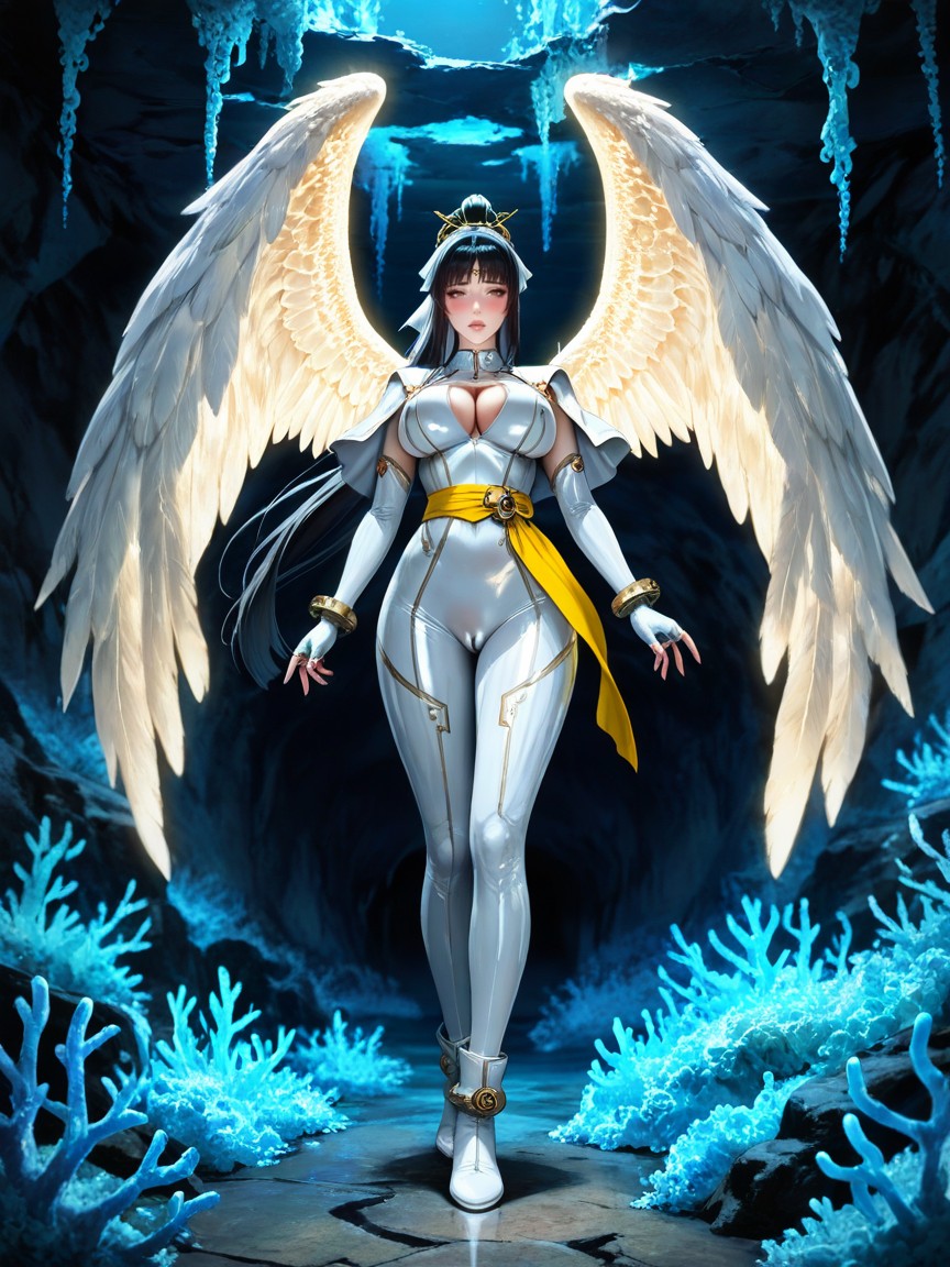 Full Body Buckles And Straps In Bodysuit, Fingerless Elbow Gloves With Ornate Metallic Ornaments, Very Cropped Capelet Hentai AI Porn