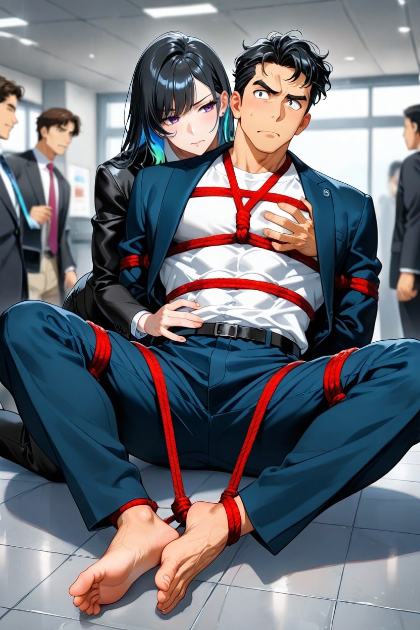 Shibari, Black Hair, Ceo's Outfit AI Gay Porn