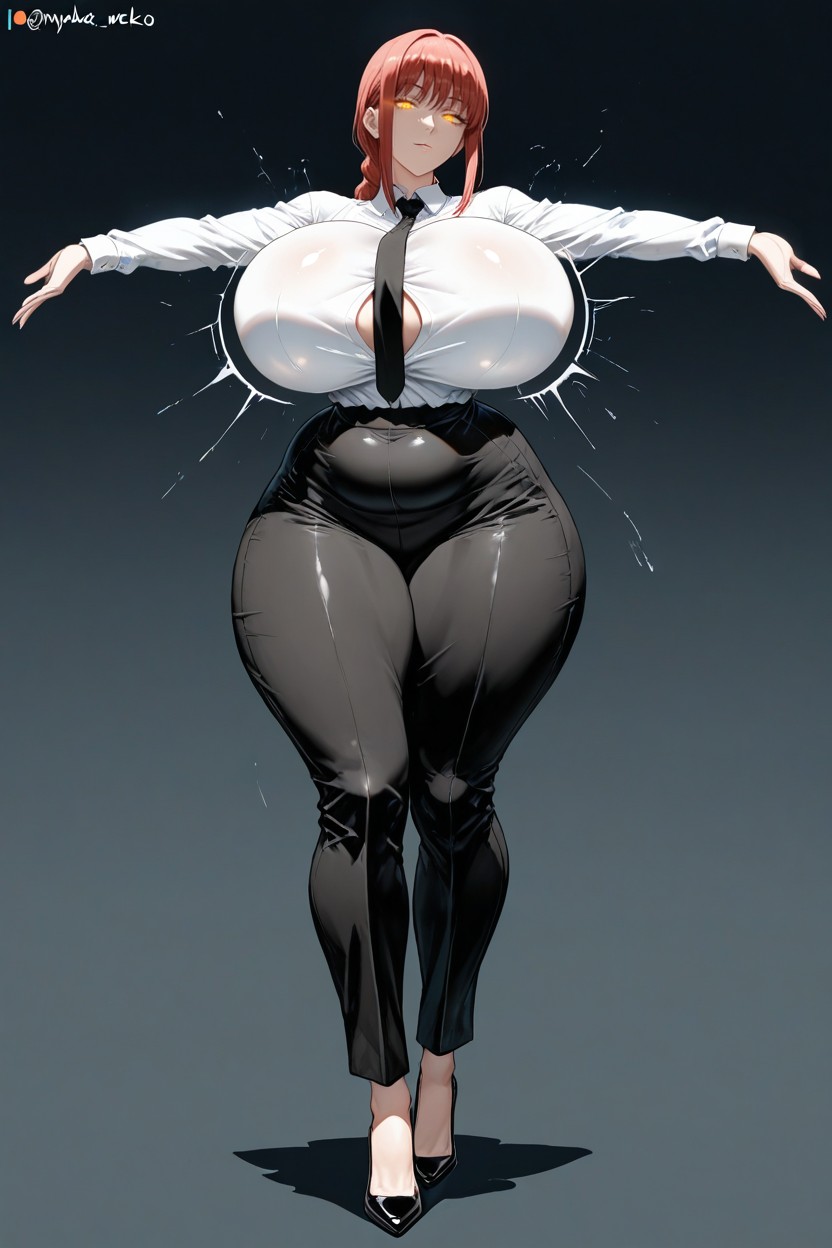 Oversized Round Thighs, Desaturated Colors, Reduced Size Ribcage Hentai IA