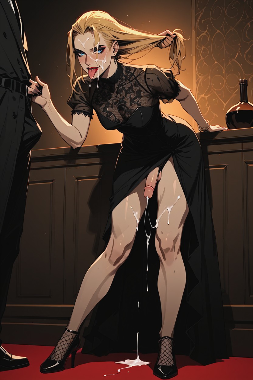 Femboyman, Agachándose, Levantando La Falda Hentai IA