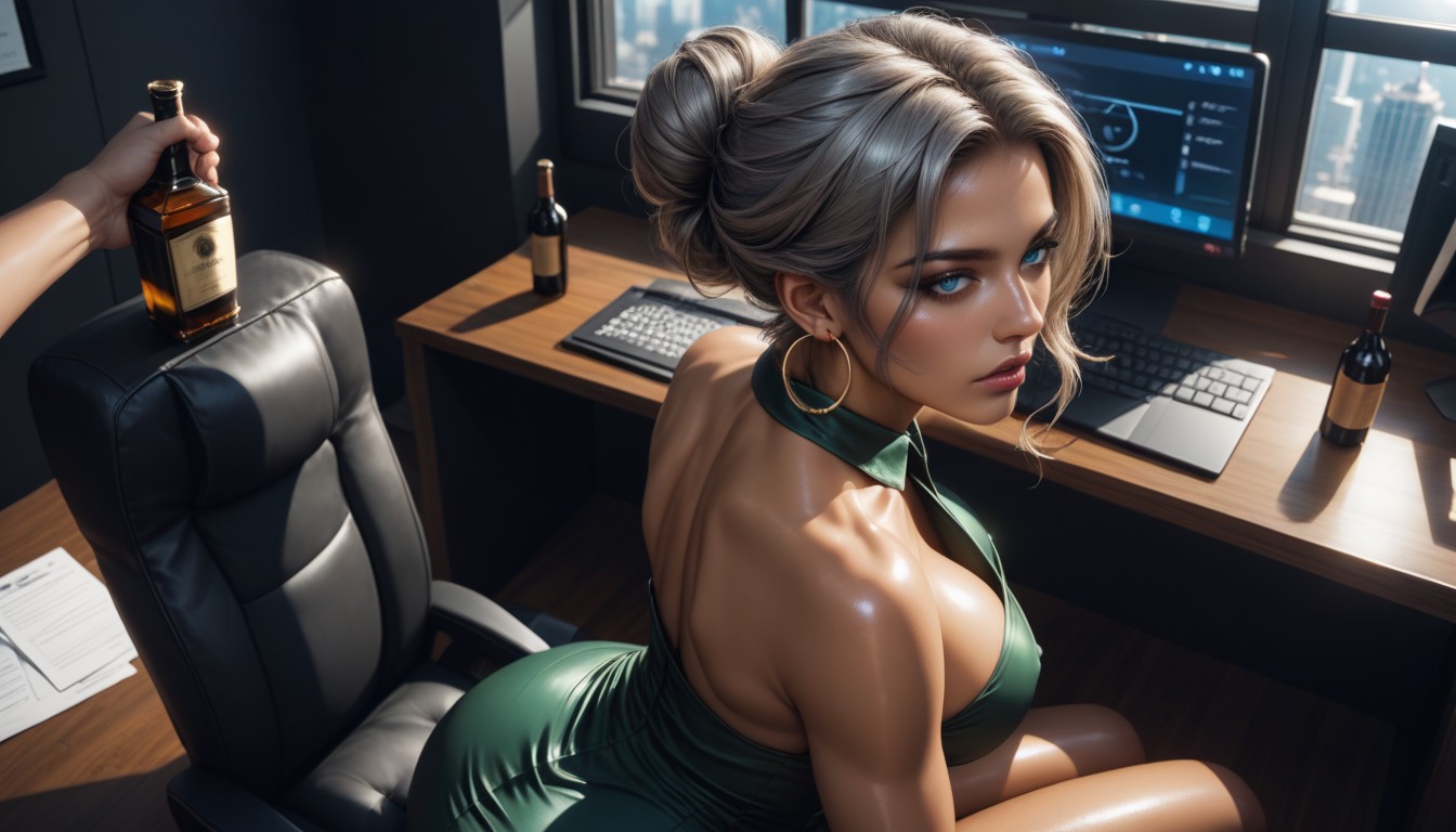 Top Down, Hair Bun, Open Mouth AI Porn