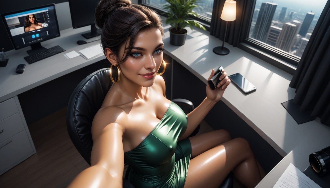 Noir, Ash Hair, Neon Lights AI Porn