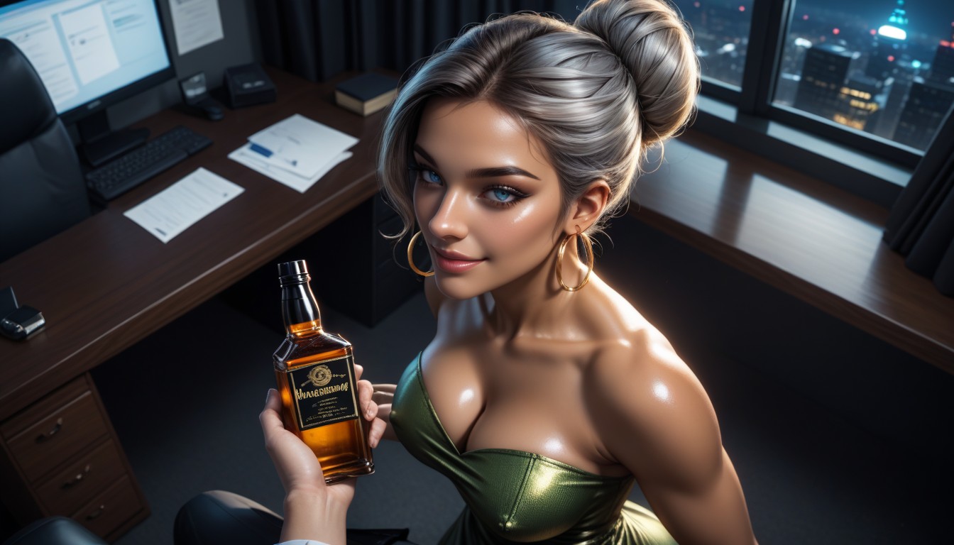 Massive Ass, Dark Office, Ash Hair AI Porn
