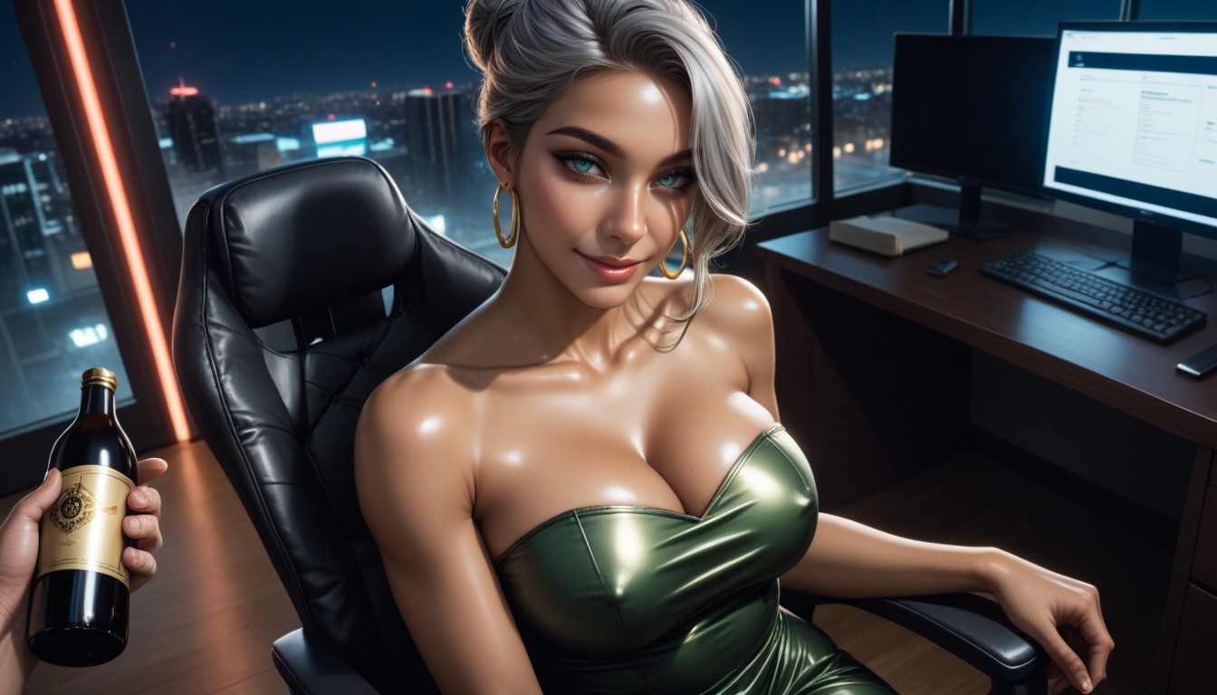 Dark Office, Massive Ass, Medium Breast AI Porn