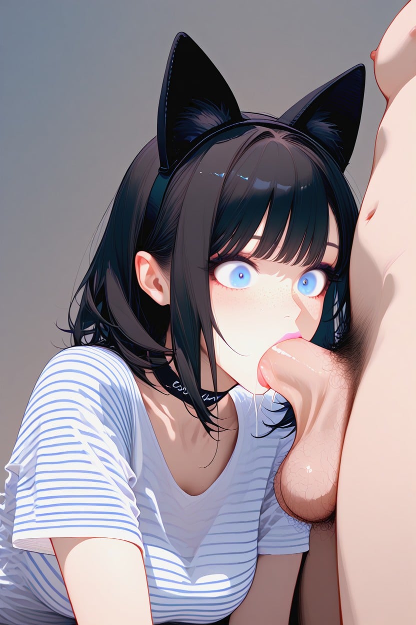 Kneeling, Blowjob, Eyeliner Hentai IA