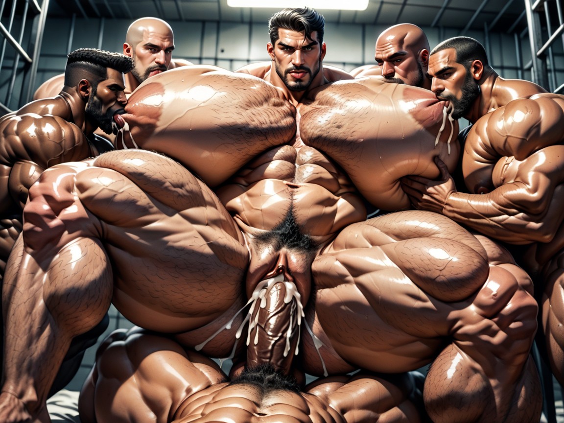 Underboob, Black Hair, Many Impossibly Huge Thick Cocks Everywhere AI Porn