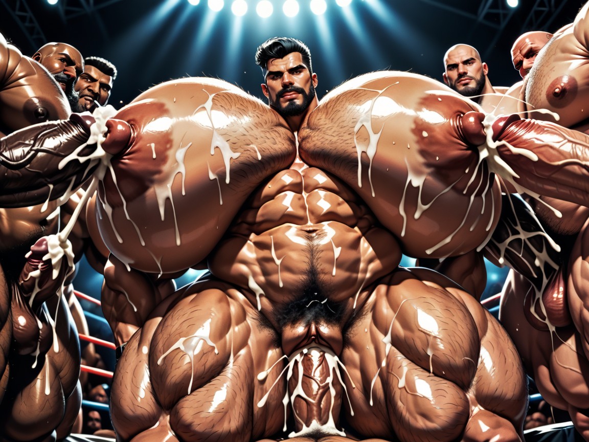 Mouth Agape, Thick Bearded, Triple Penetration AI Porn