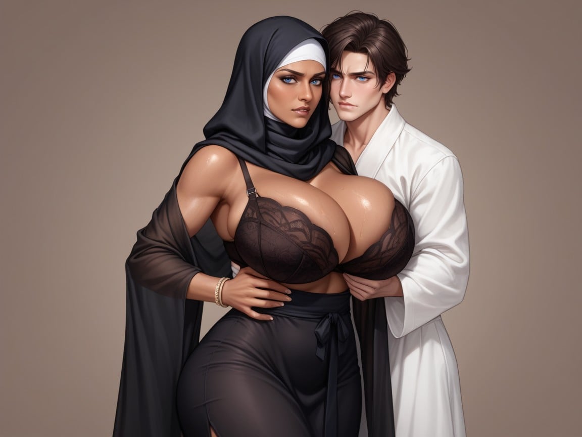 Skinny, Holding Her Close, All Skin Covered With Robe Indian AI Porn