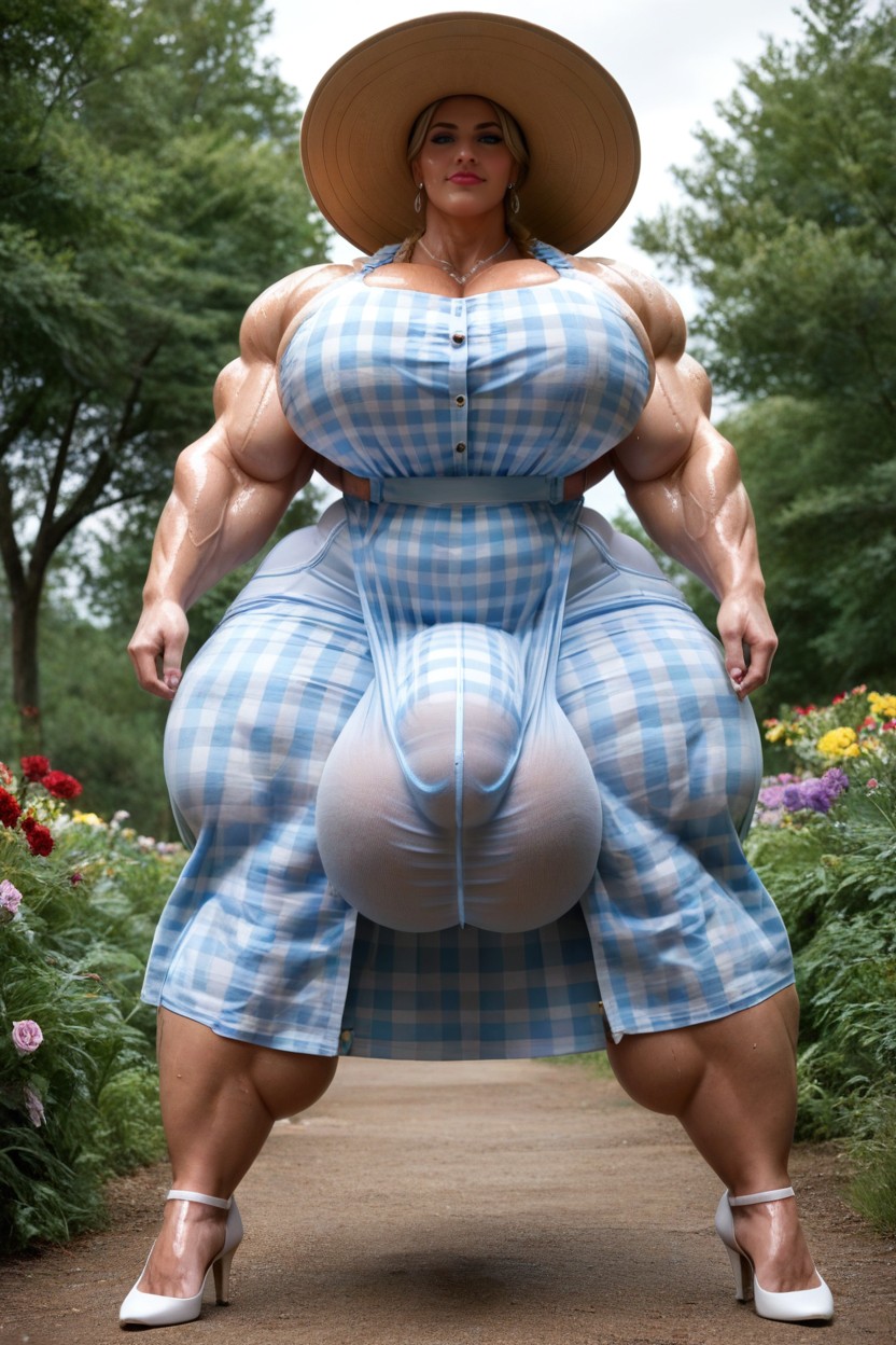 Oiled Skin, Large Breasts, Hyper Thick Thighs AI Porn