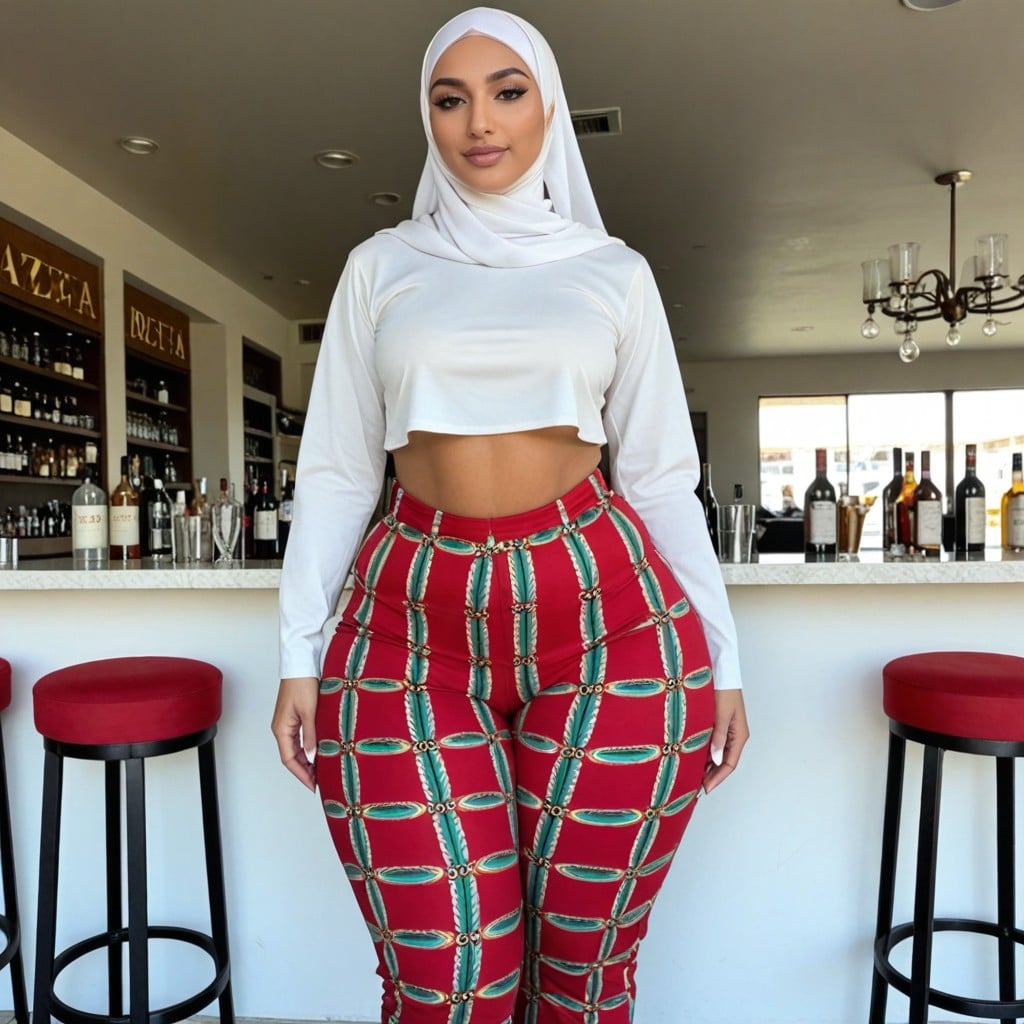 In Bar, Large Thighs, Colorful Pants AI Porn