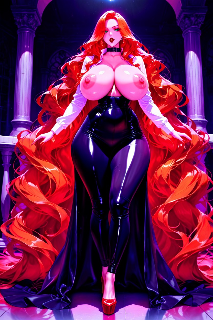 Absurdly Long Hair, Ginger Hair, Green Eyes AI Porn
