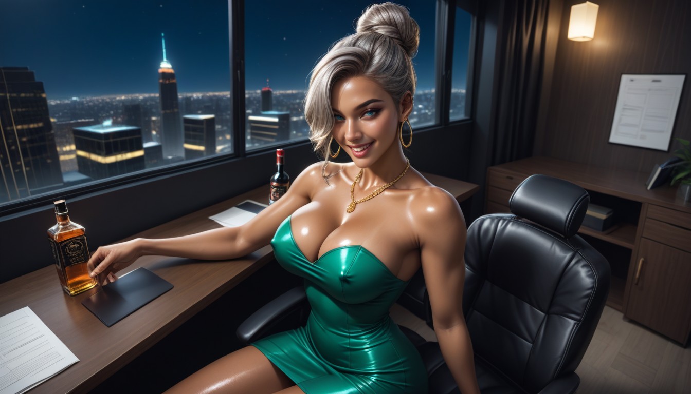 Medium Breast, Blue Eyes, Oiled Skin AI Porn