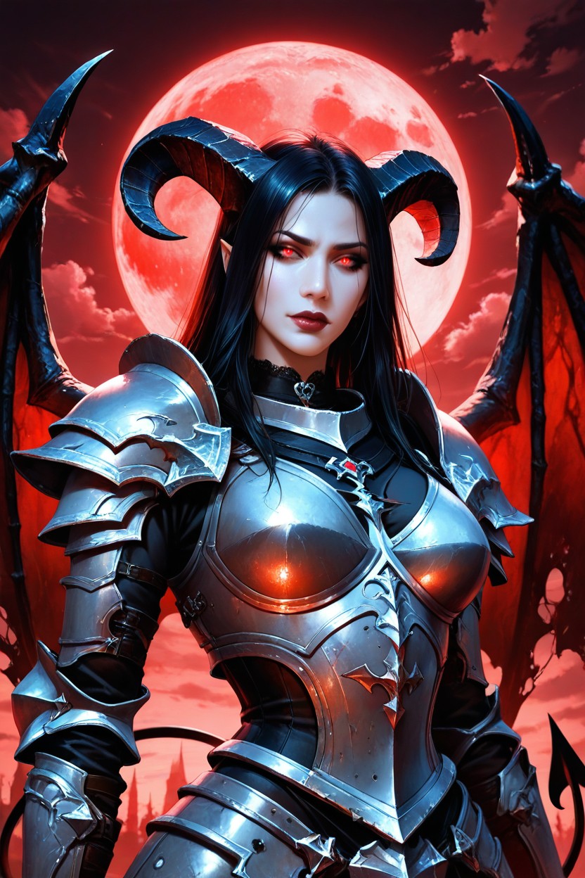 Succubus, Full Plate Armor, Beautiful Face AI Porn