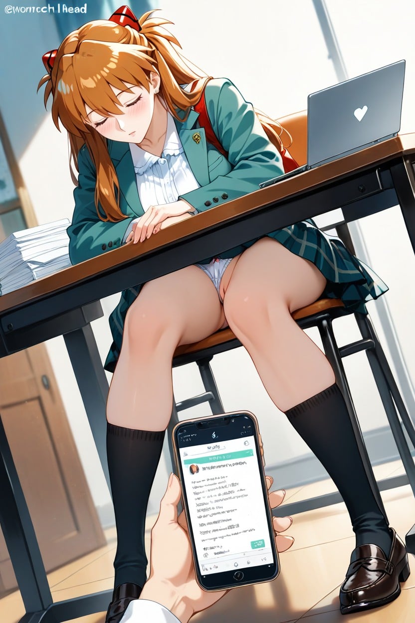 Laptop, Skirt Lift, Woman In Deep Sleep Hentai AI Porn