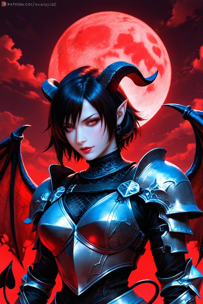 Red Moonlight, Clouds, Close Up Porno IA
