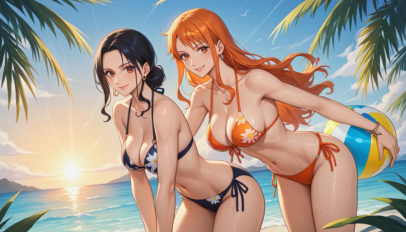 Petit Cul, Maigre, Snug Orange Bikini That Highlights Her Athletic Curves She Stands In A Playful Porno IA Hentai