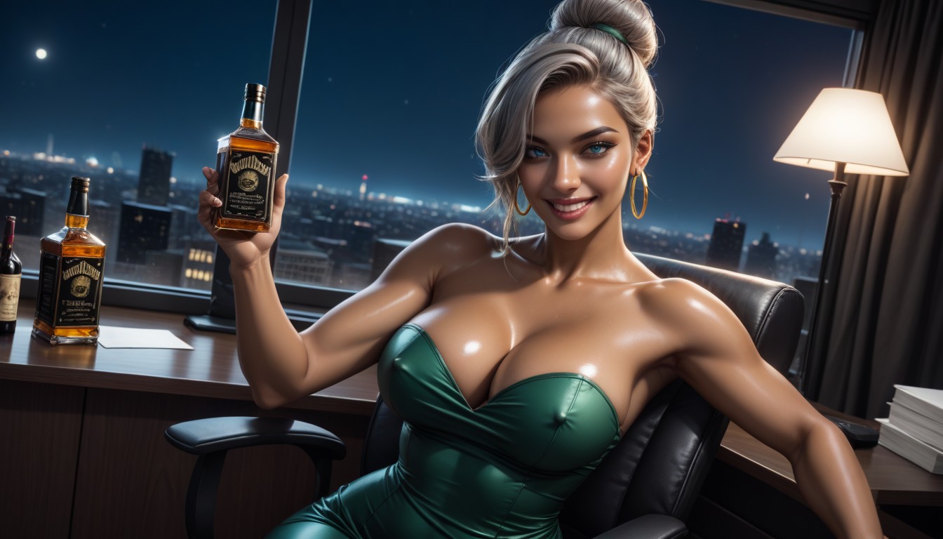 Laughing, Unrealistic Details, Erect Nipples AI Porn