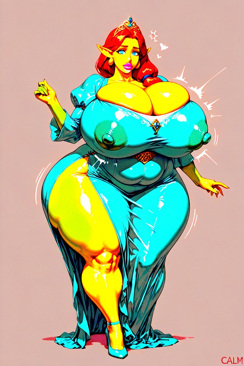 Calm Expression, Massive Nipples, Not Touching Shoulders AI Porn