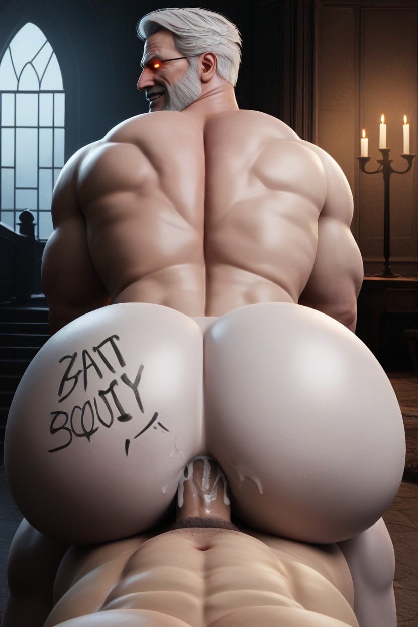 Smug Expression, Power Bottom, Rear View AI Gay Porn
