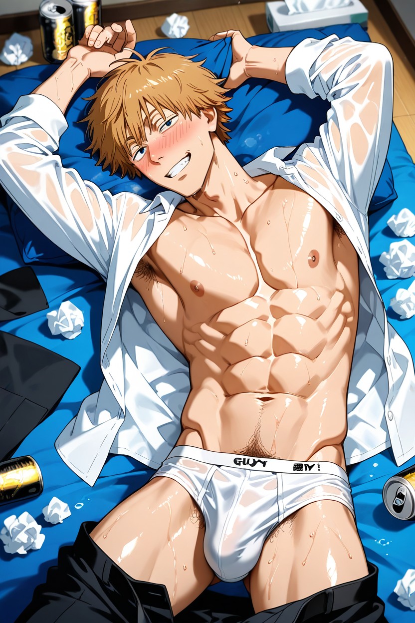 Used Underwear Around, Open Shirt, White Underwear AI Gay Porn