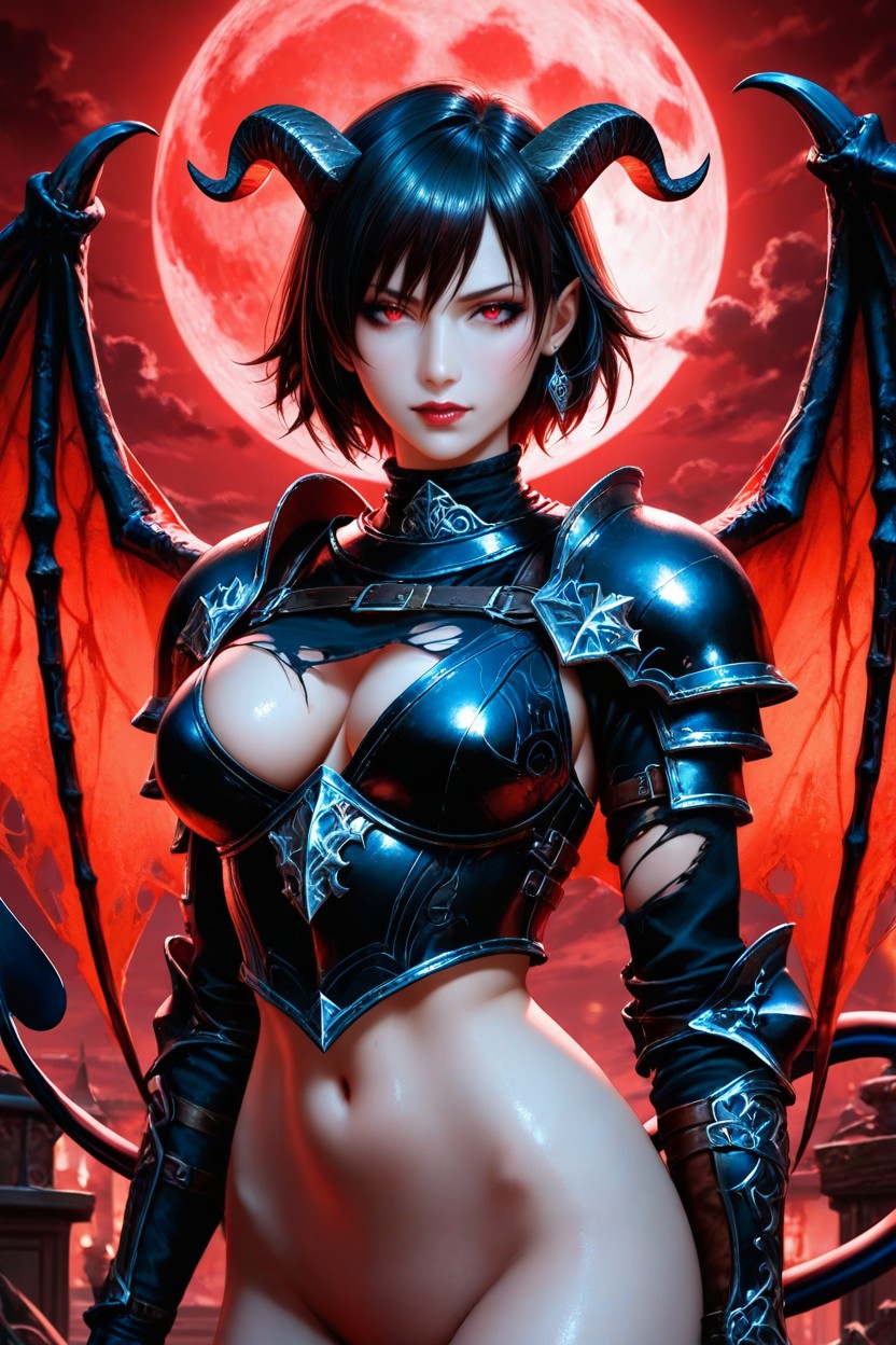 Demon Tail, Black Hair, Extremely Lean Waist AI Porn