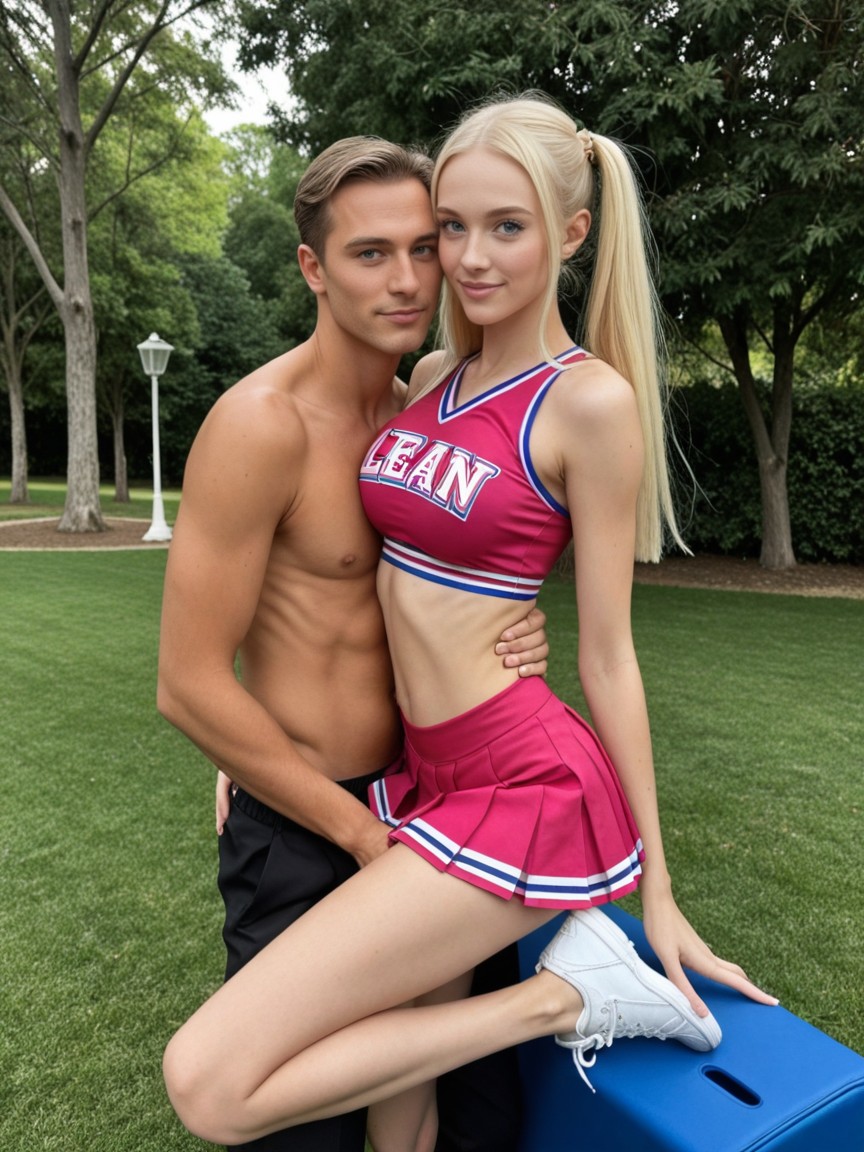 Legs Apart, Artificial Round Breasts, Man Woman AI Porn