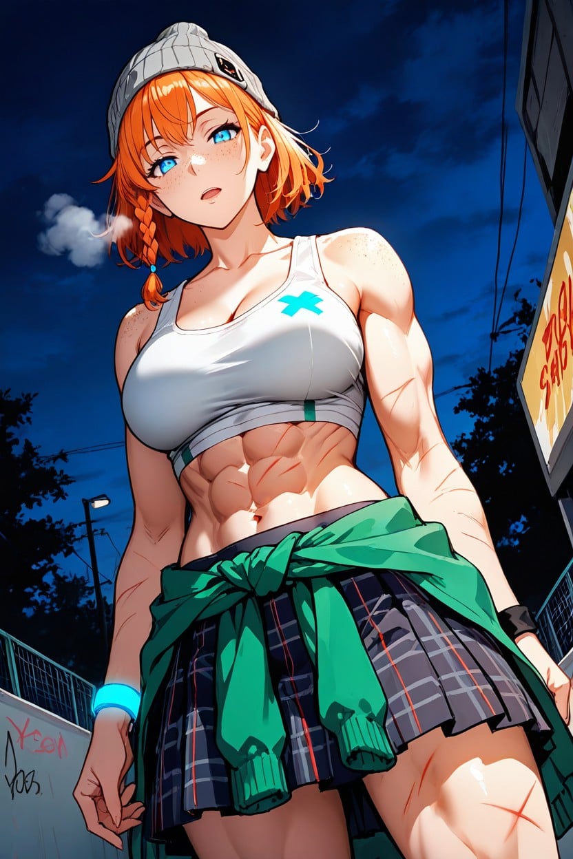 Wristbands, Open Mouth, Gray Beanie Hentai IA