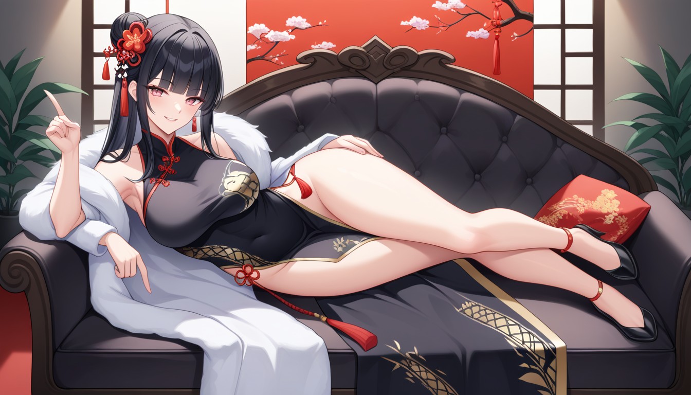 Black Pantyhoes, Girl, Black Hair AI Porn