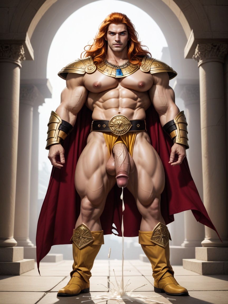 Huge Jaw, Muscular Gladiators Standing Around, High Resolution AI Gay Porn