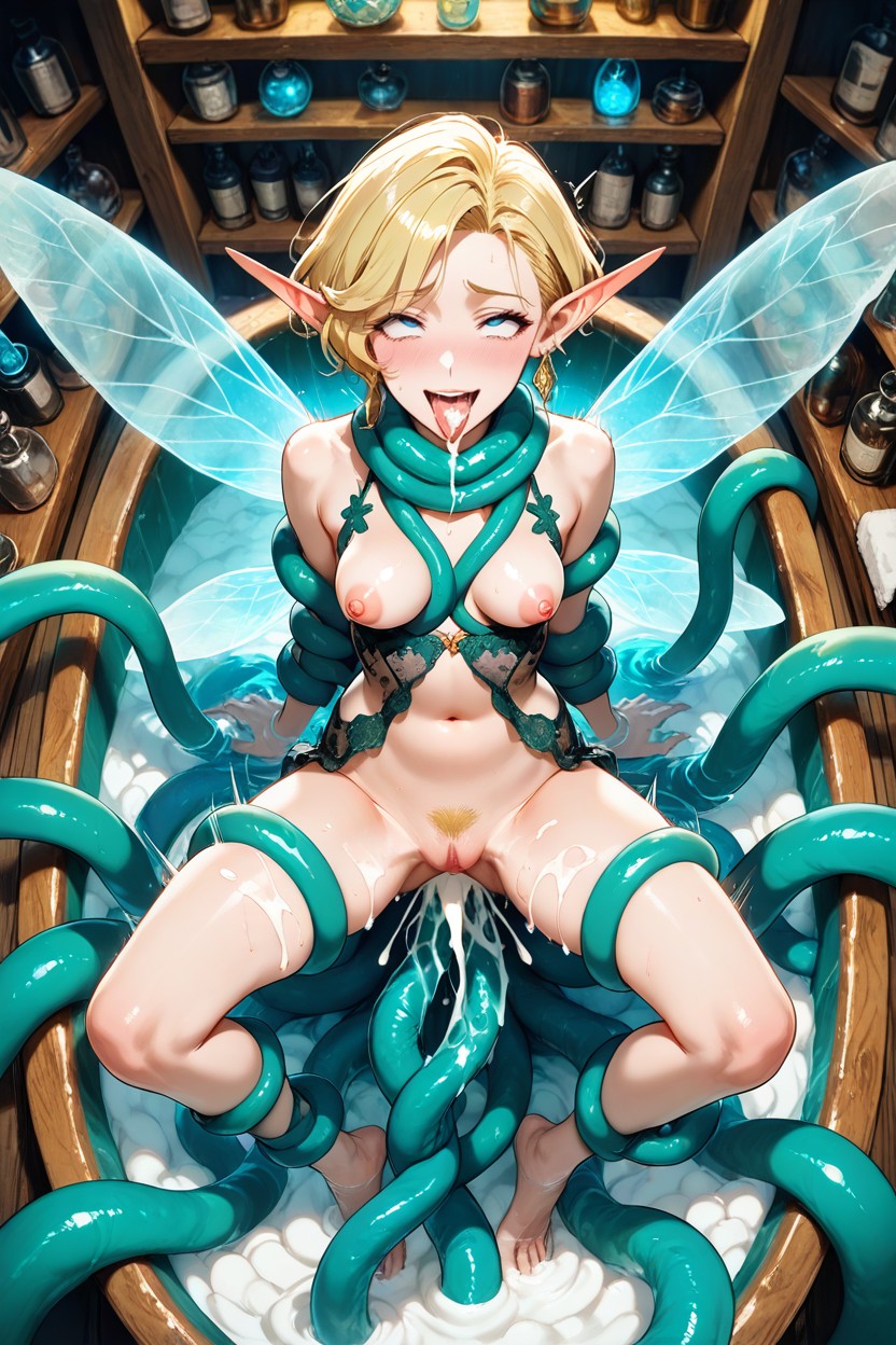 Hyper Long Wicks, Wood Elf Ivy Green Lace Outfit, Choqué Porno IA Hentai