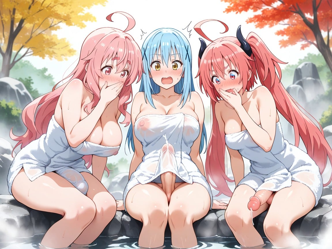 Groin Bulge, Steam, Bath Towel Wrapped Around Body Hentai AI Porn