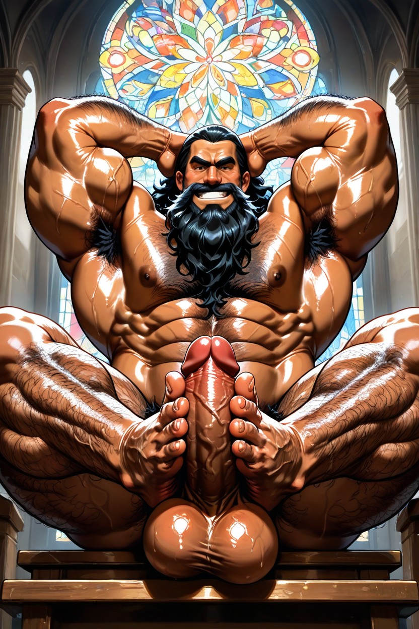 Oiled Skin, Muscular Legs, Thick AI Gay Porn