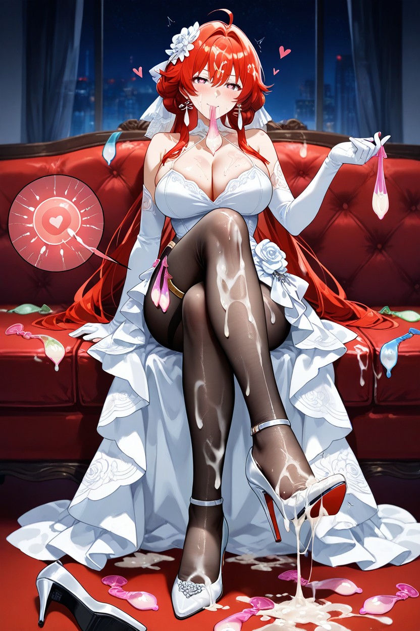 Tailcoat Wedding Gown With Metallic Tights And Stiletto Heels, 25+, 正常 AI黄漫