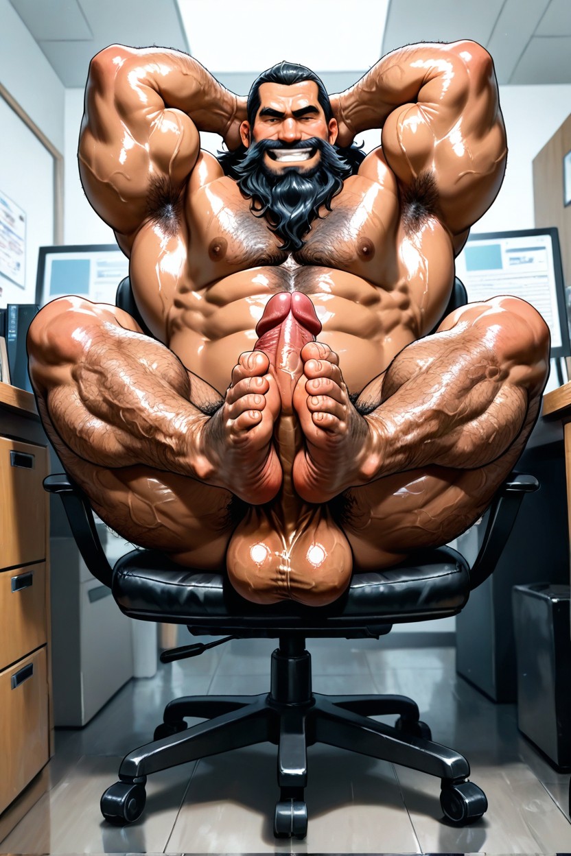 Bara, Hairy Balls, Masculine Naked Caveman AI Gay Porn