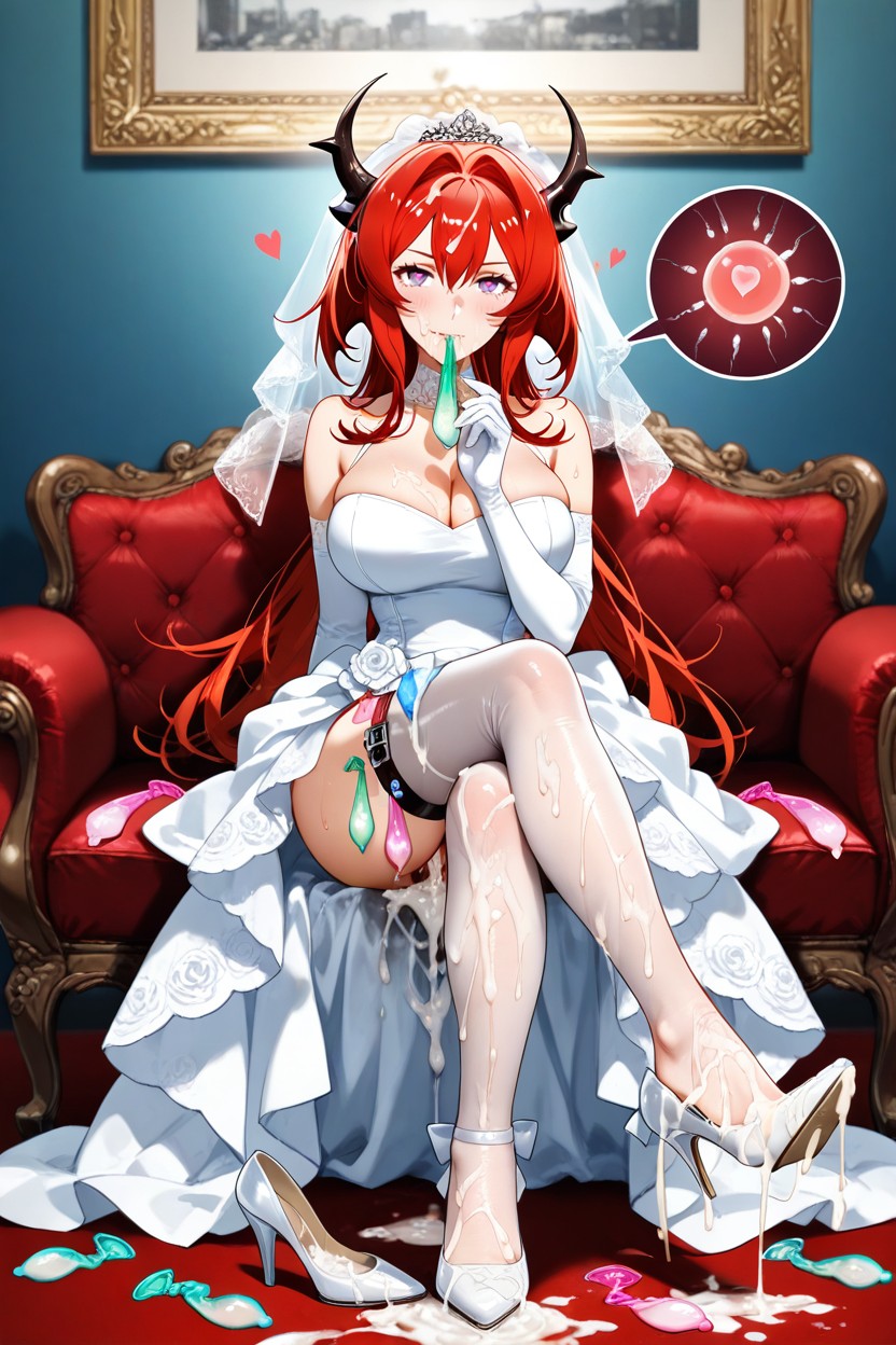 Cum On Shoes, Gürtel Aus Benutzten Kondomen, Sitting Hentai KI Porno