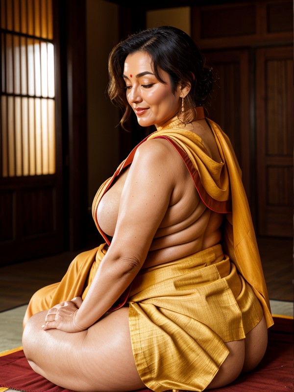 Beautiful Gilf, Covered Breasts, View From Far Away AI Porn