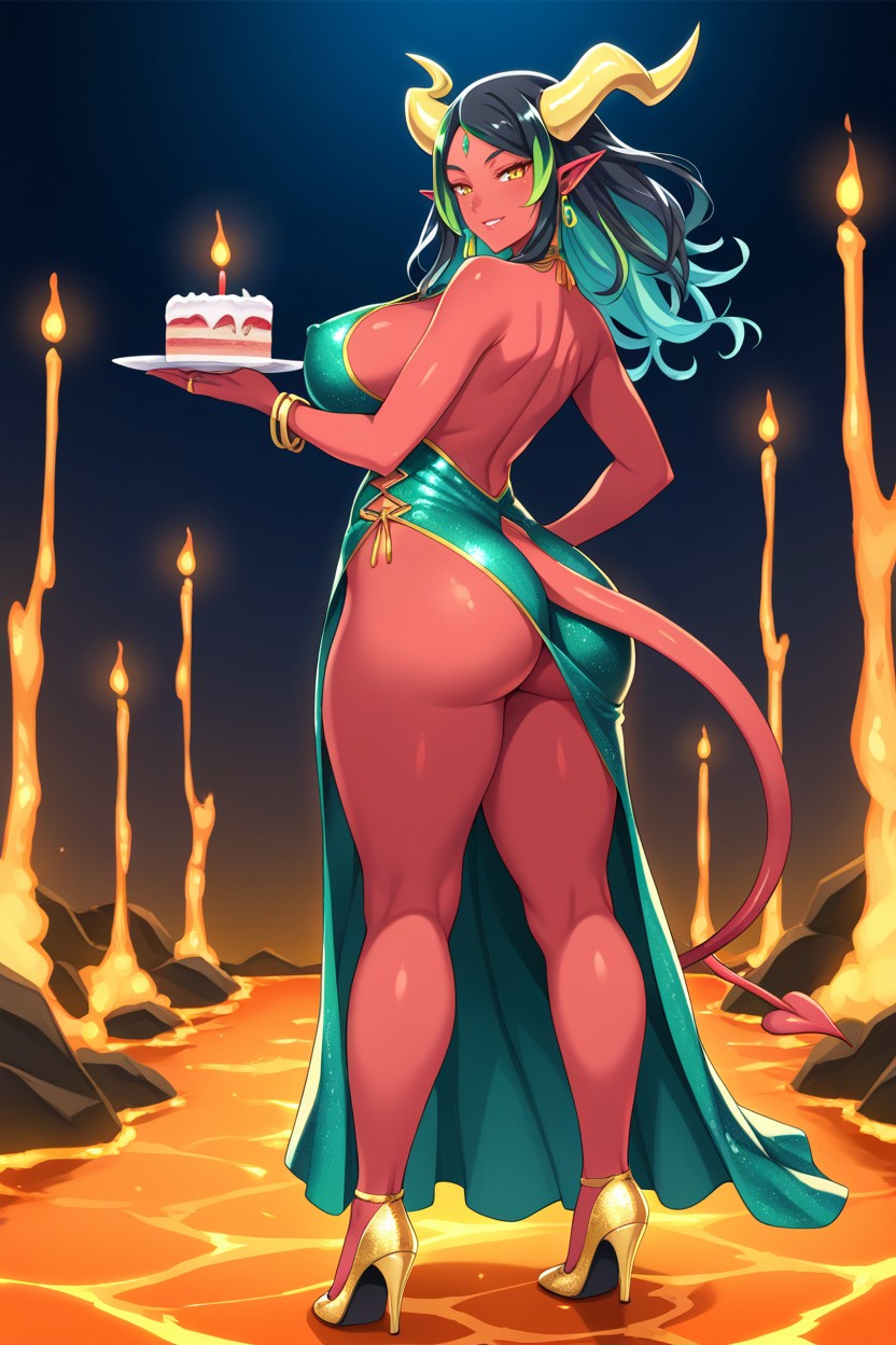 Masakazu Katsura Art Style, Golden Heels, Red Skin Hentai AI Porn