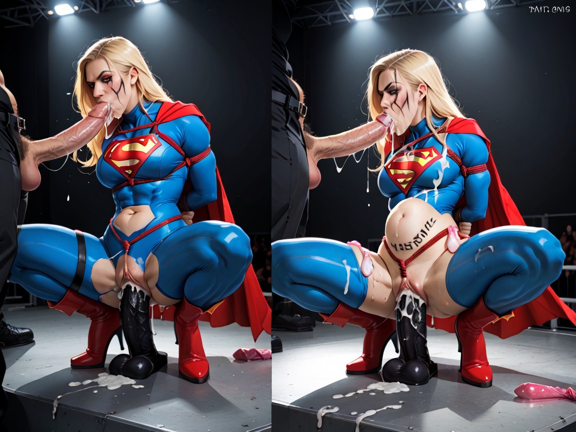 Body Writing, Cosplay, Men With Hyper Giant Enormous Black Cocks Masturbating Onto Her Body And Face AI Porn
