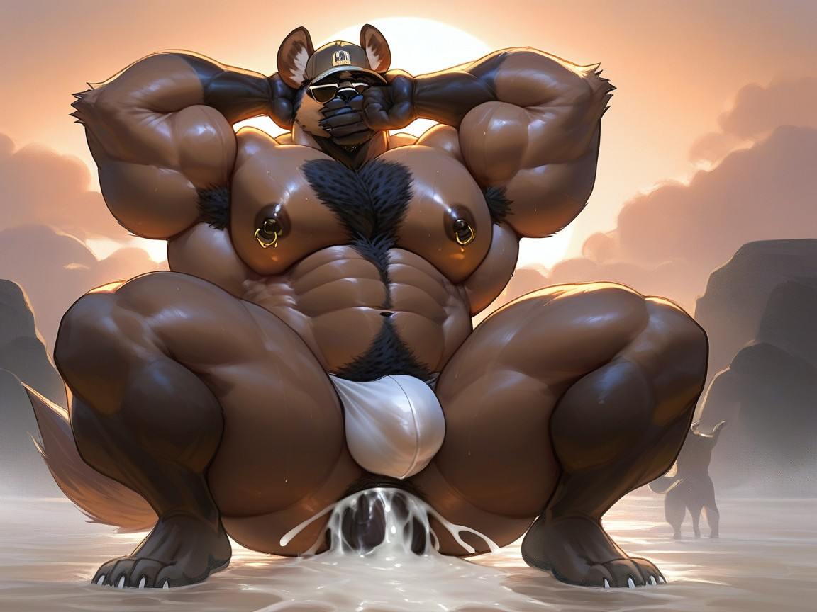 Hyper Bodybuilder, Andromorph, Hyper Gigantic Arms Furry AI Porn