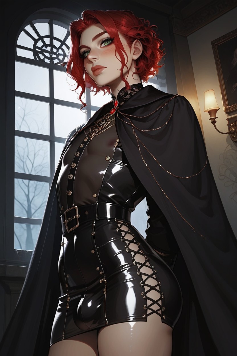 Black Eyeliner, With Rich Textures And A Focus On His Embarassed Pose, Bottom Up AI Gay Porn