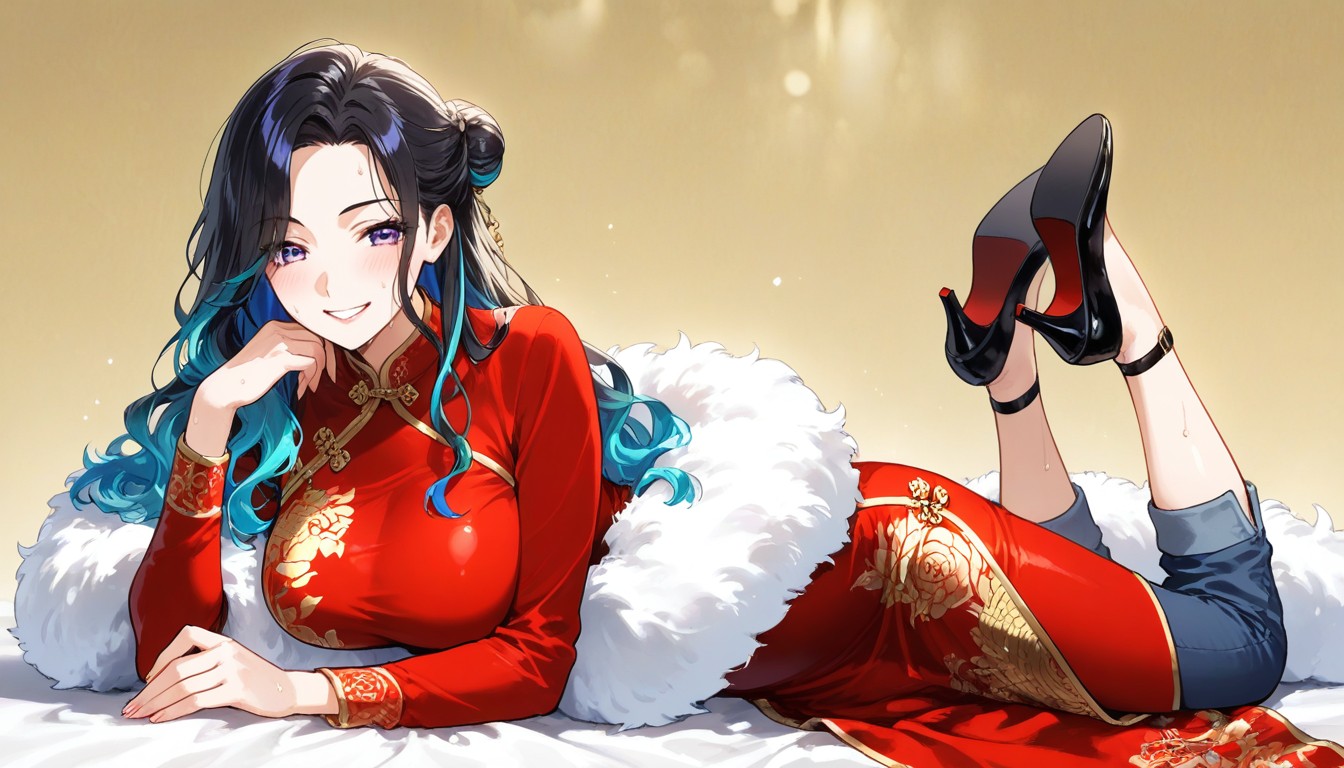 Ankle Strap, Thick Fur Boa, Hair Between The Eyes AI Porn