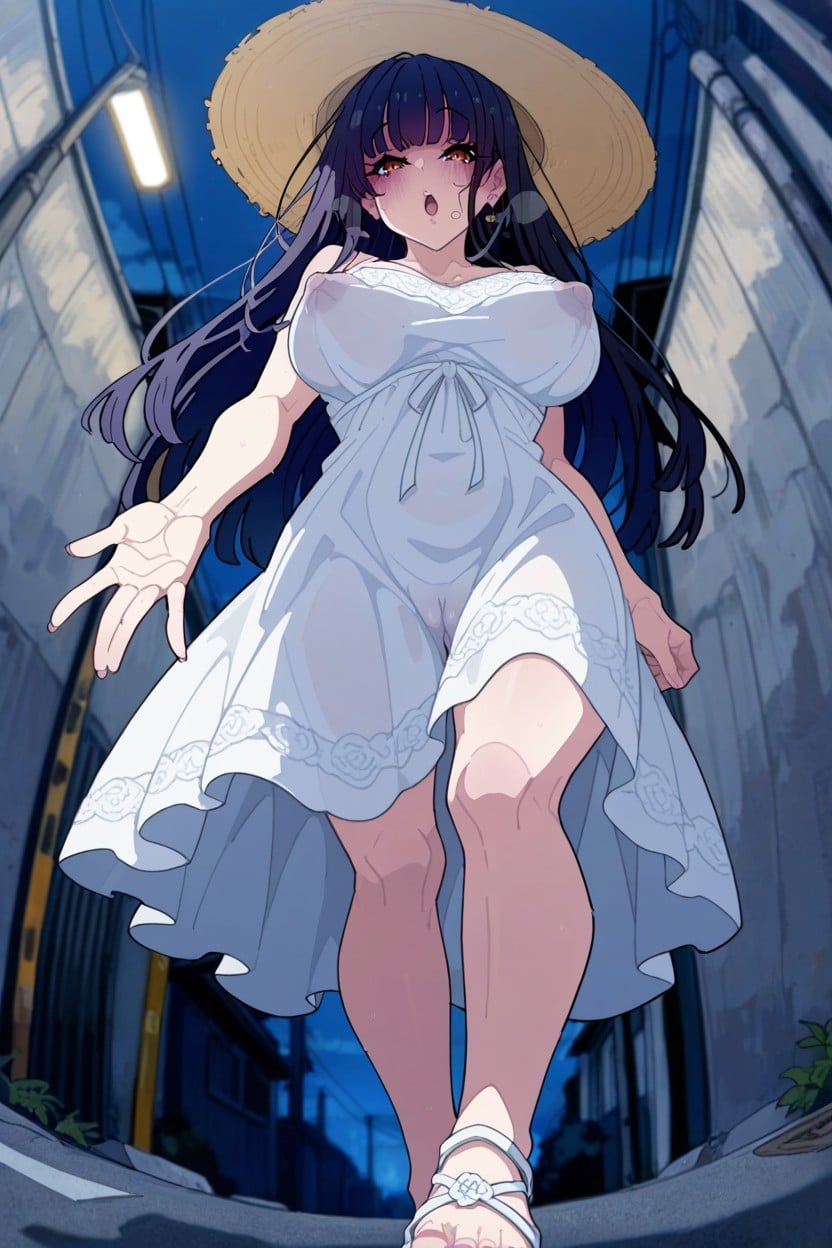 Shadow Over Face, Open Mouth, Nipple Bulge Hentai AI Porn