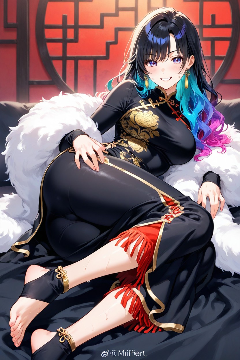 White Fur Boa, Japonés, Full Body Porno IA