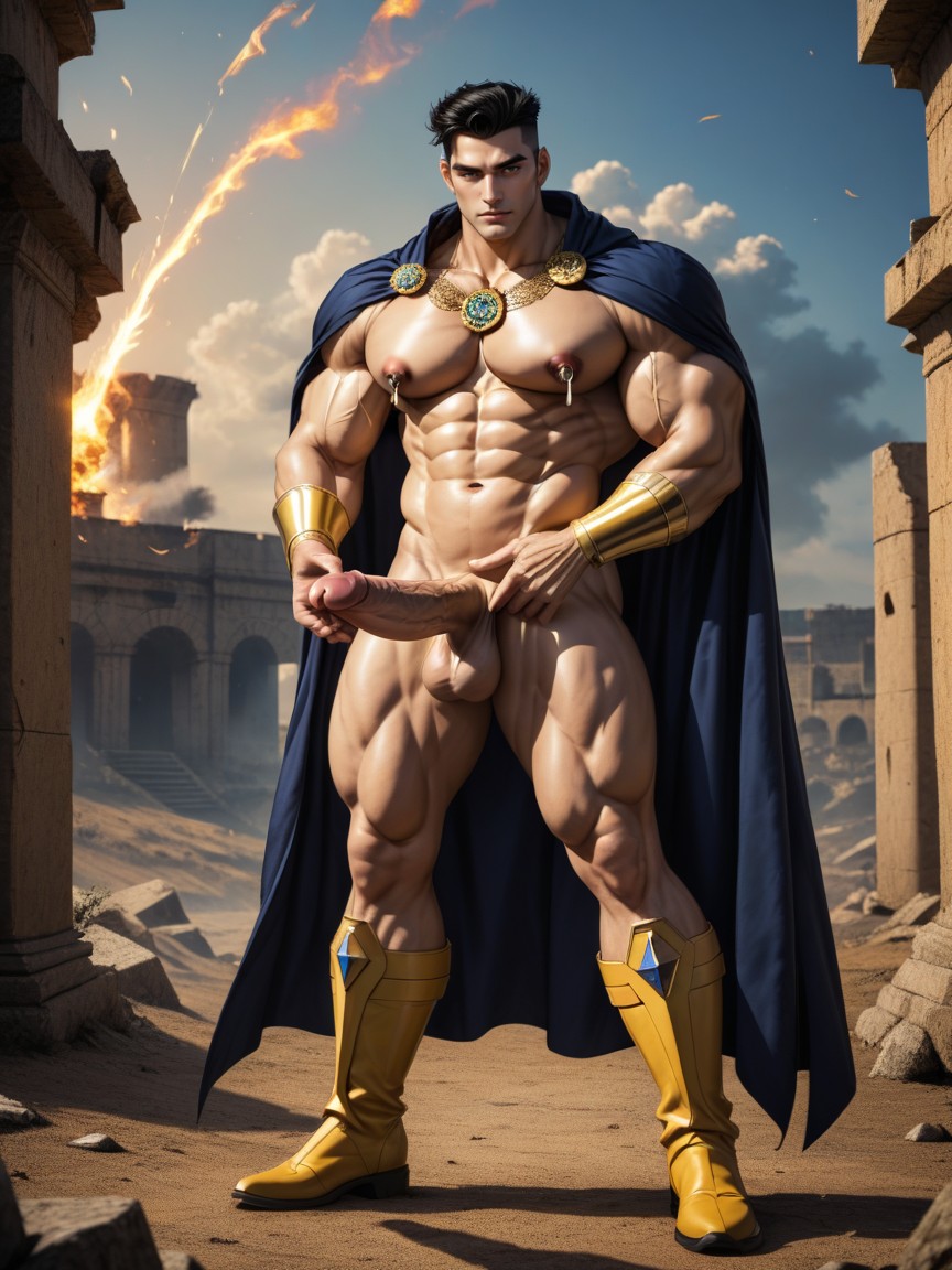 Ancient Battle Field, Golden Ornate Nipple Clamps, Oversized Humongous Bulging Heavy Pillowy Pecs Porno gay IA